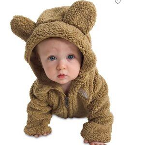 North Face NWOT 0-3M Unisex Baby Campshire Full Zip Hoodie - Baby Tan Teddy bear